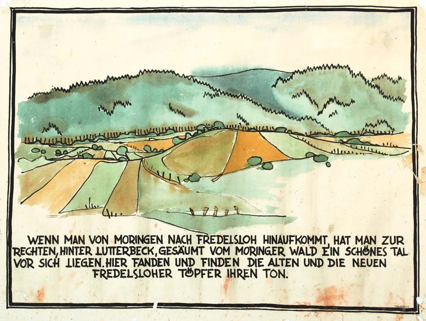 Töpferei Klett Zeichnung Hans-Jürgen Thomsen Fredelsloh Ton finden